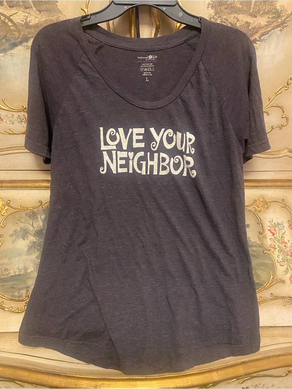 NATURAL LIFE Gray Love Your Neighbor Graphic Tee